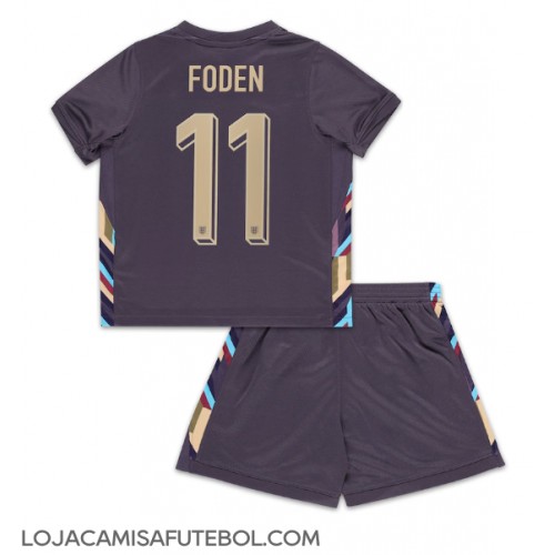 Camisa de Futebol Inglaterra Phil Foden #11 Equipamento Secundário Infantil Europeu 2024 Manga Curta (+ Calças curtas)